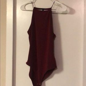 Burgundy high neck body suit